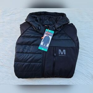 Merrell Men's Hooded Mixed Media Puffer Softshell Jacket Size XL